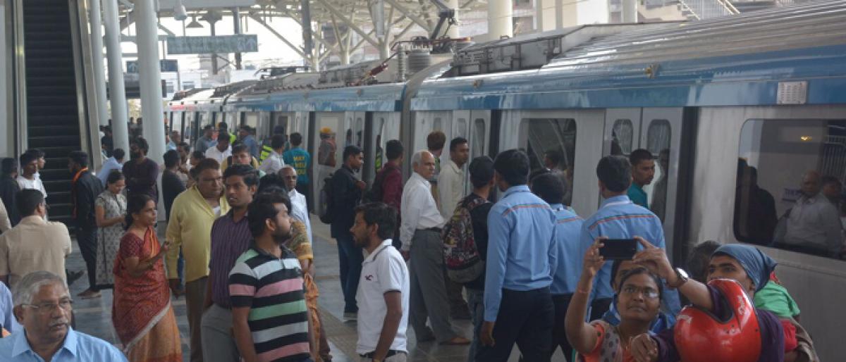 Hyderabad Metro halts a while for signal