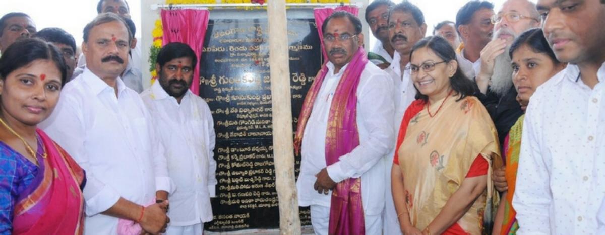 Minister G Jagadish Reddy lays stone for 2BHK houses in in Choutuppal