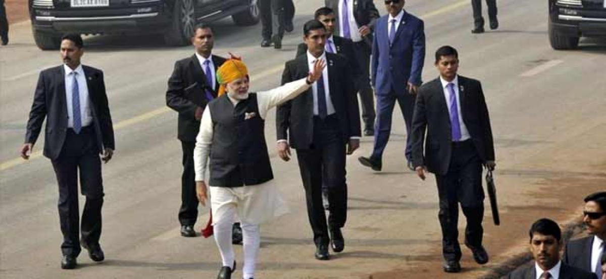 After Republic Day Parade, PM walks down Rajpath amidst chants of Modi, Modi