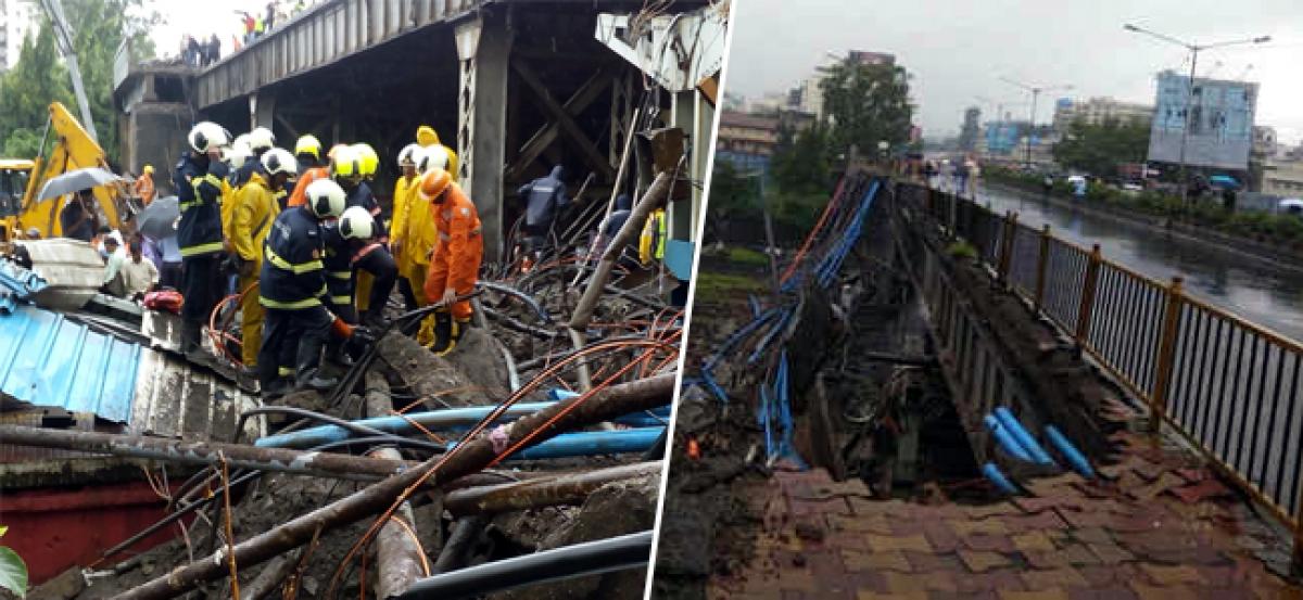 Road overbridge collapses in Mumbai due to heavy rains
