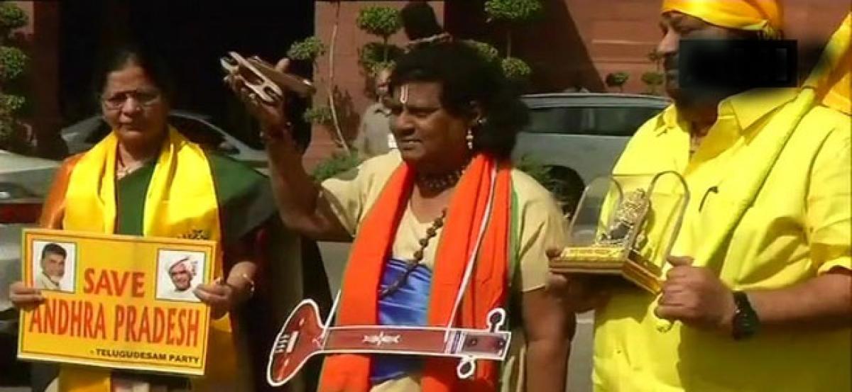 Special status: TDP MP protests in Narad Munis garb