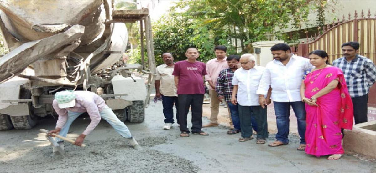 Nacharam corporator inaugurates CC road works