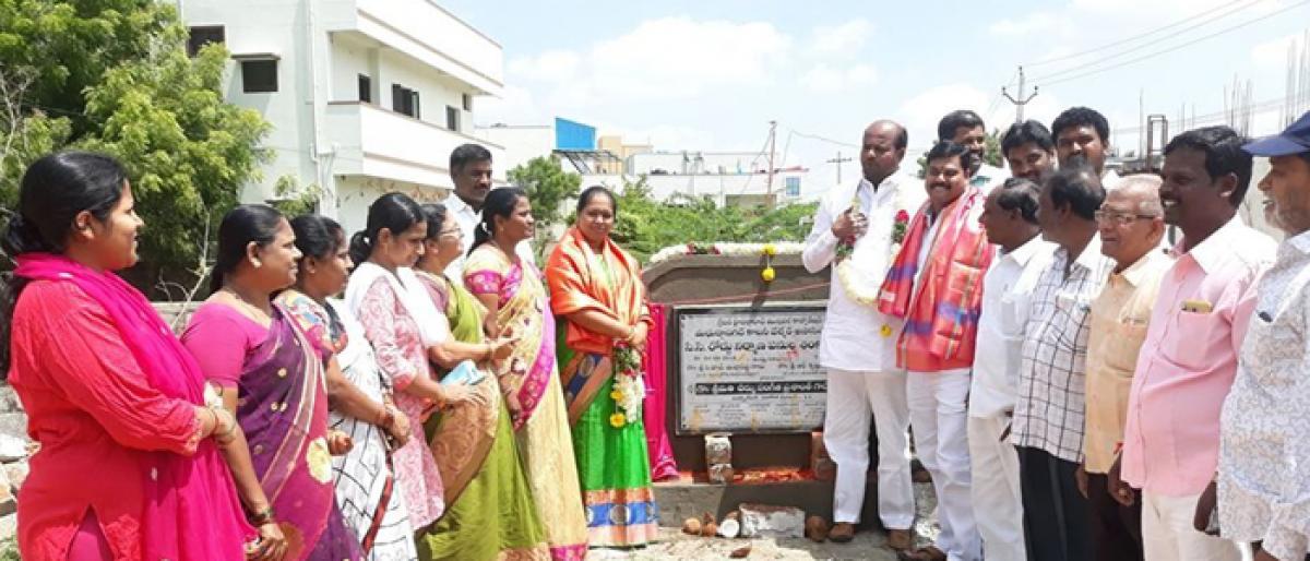 Corporator Sangeetha lays foundation for development works