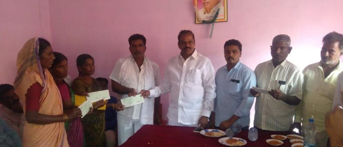 Cheques disbursed to bereaved families in Narayanakhed