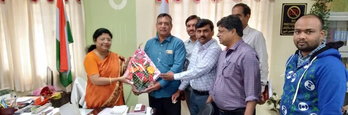 Officials felicitate District Collector M Prashanti
