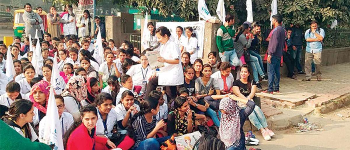 Nurses go on a strike demanding pay rise