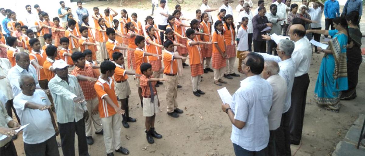 Students take oath for world peace in Vijayawada