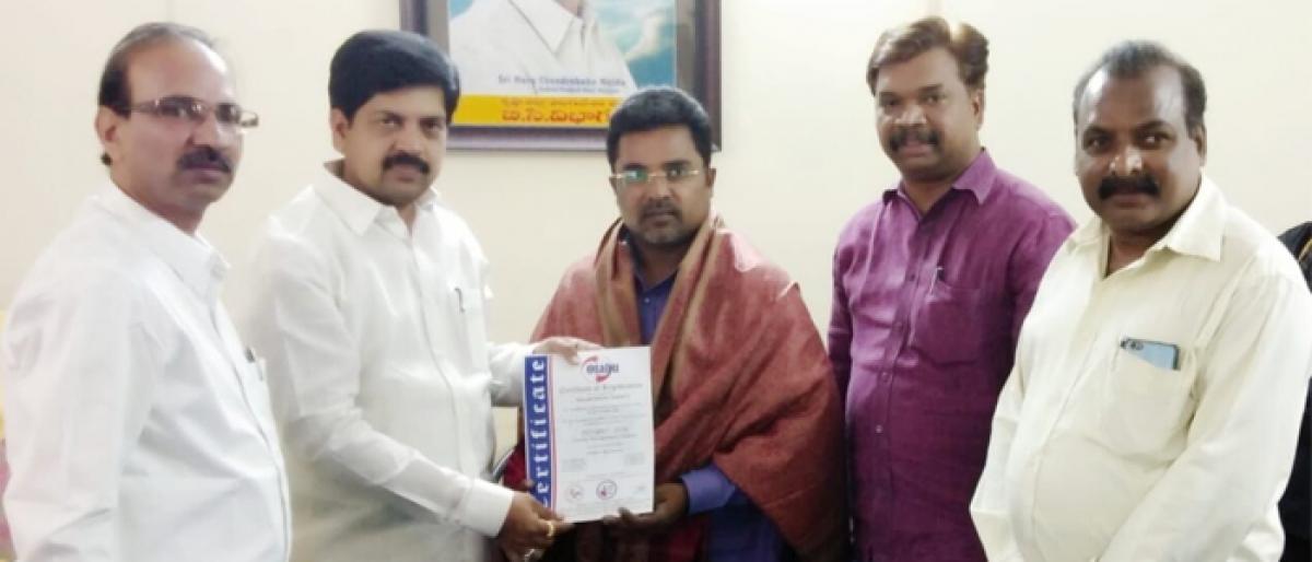 Philanthropic Society gets Otabu certificate in Vijayawada
