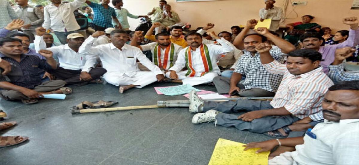 Physically challenged persons lay sieze to dept of Disabled Welfare