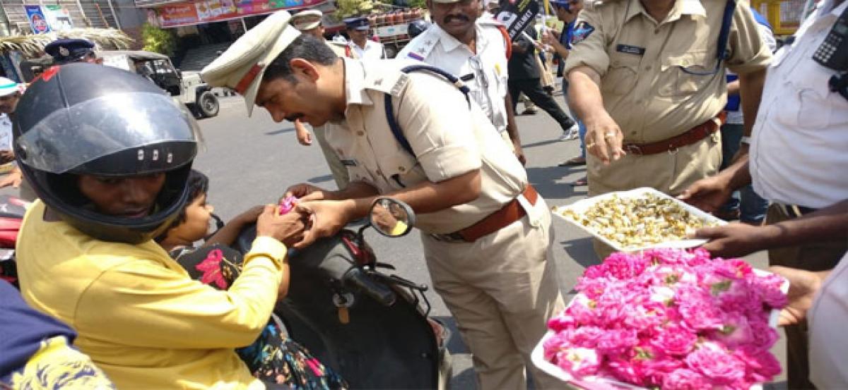 It’s chocolates and roses for road safety