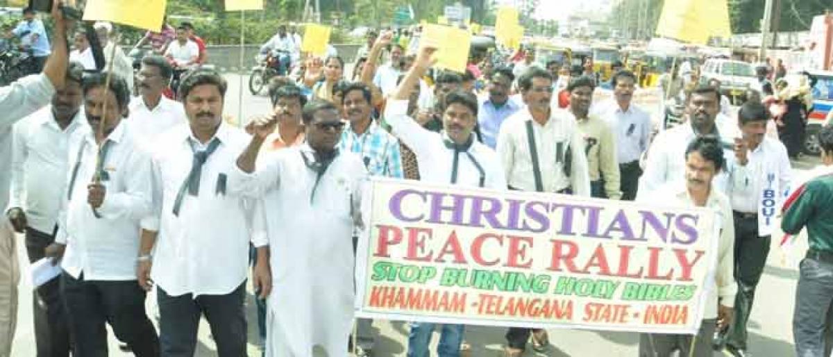 Christians protest burning of Bible