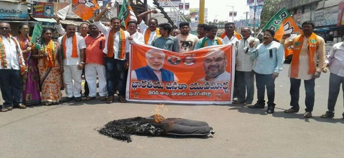 BJP takes out rally, burns CM’s effigy