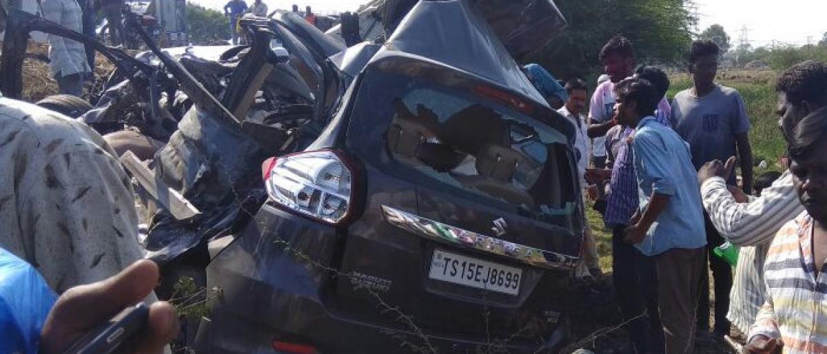 Five youth killed in car-bus collision