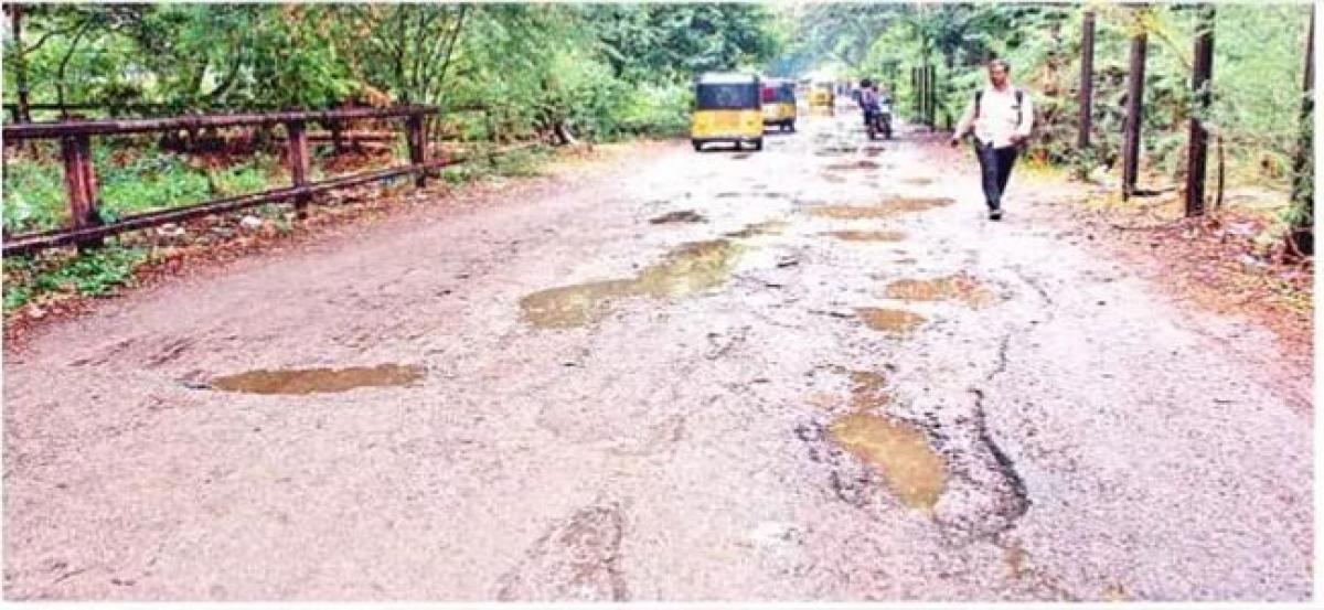 Pothole-ridden road, a bane for Falaknuma locals