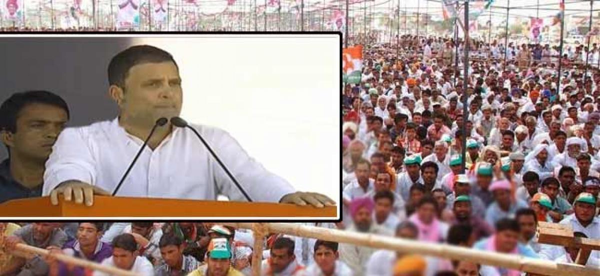 AICC chief Rahul Gandhi targets KCR, PM Modi at Bhainsa public meeting