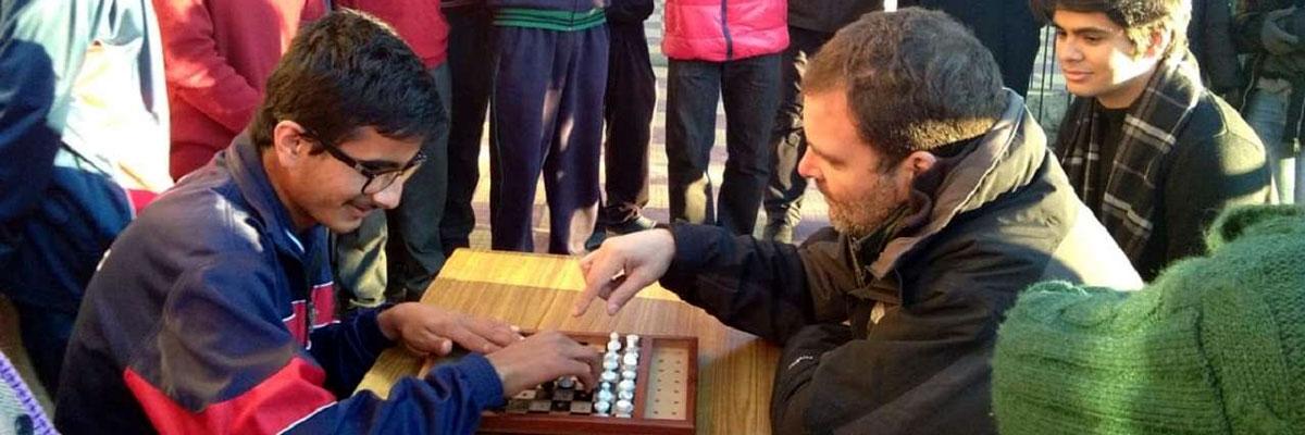 Shimla: Rahul plays chess with specially-abled kids as nephew watches on