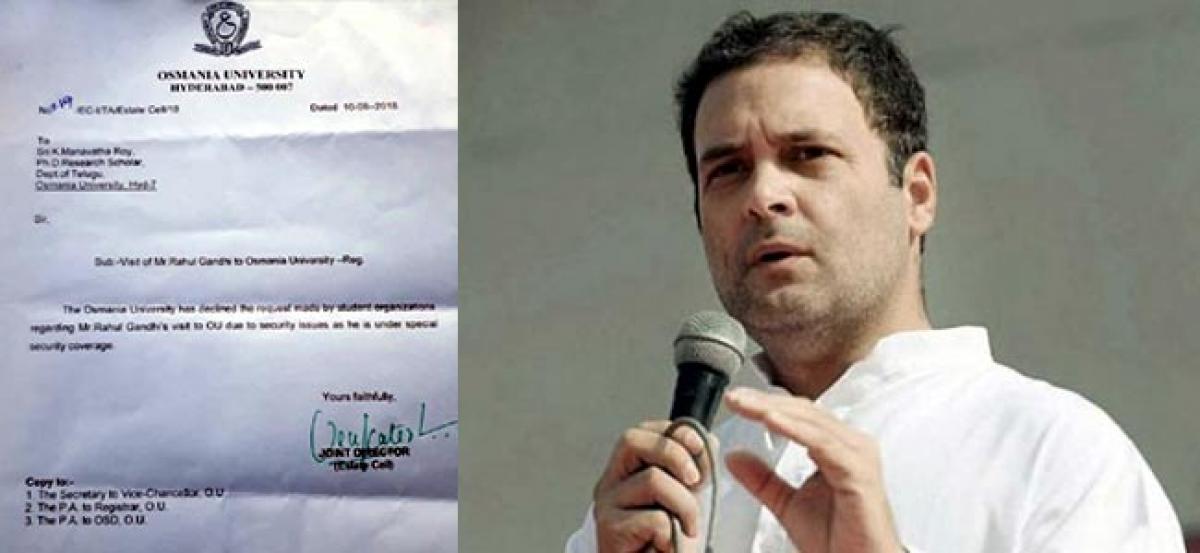 Permission denied for Rahul Gandhi’s visit to Osmania University