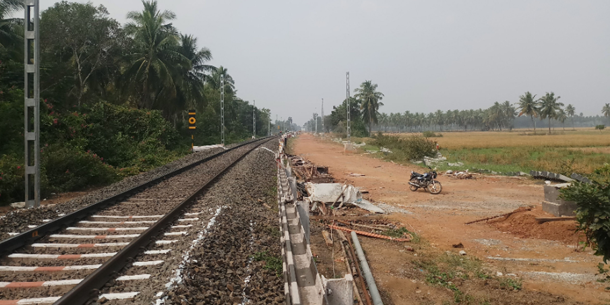 Track doubling works between Narsapur and Bhimavaram are moving at brisk pace