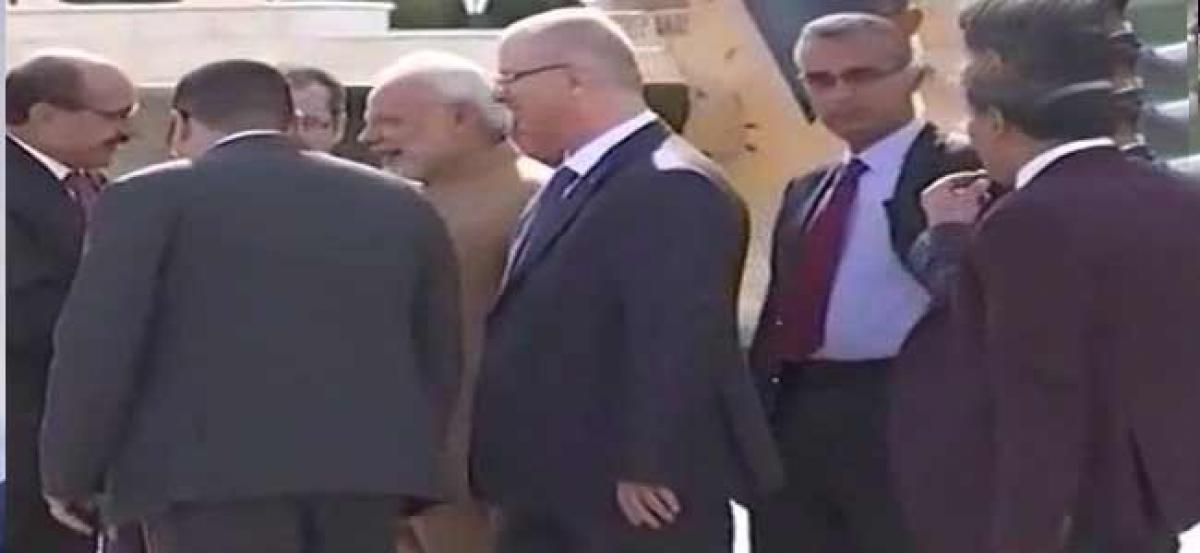 PM Modi arrives in Ramallah