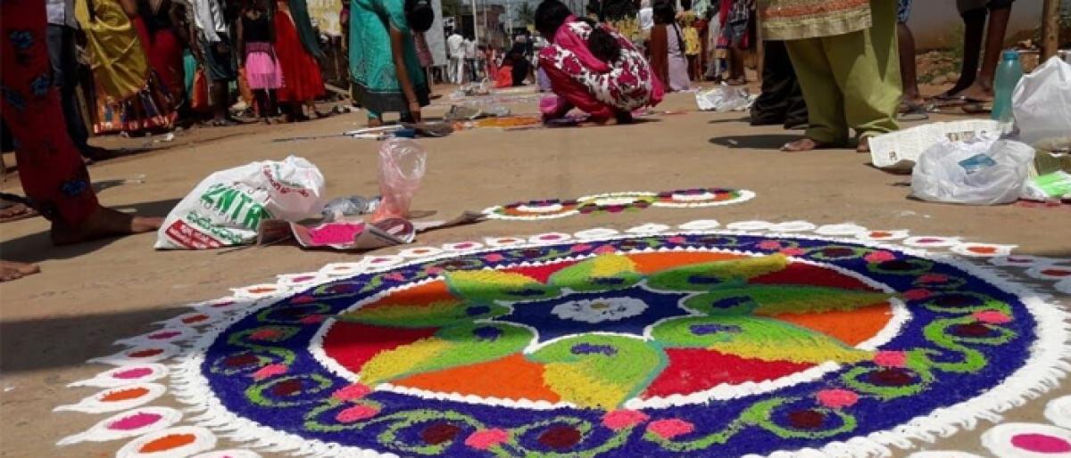 Rangoli competitions for women as part of Dasara festivities