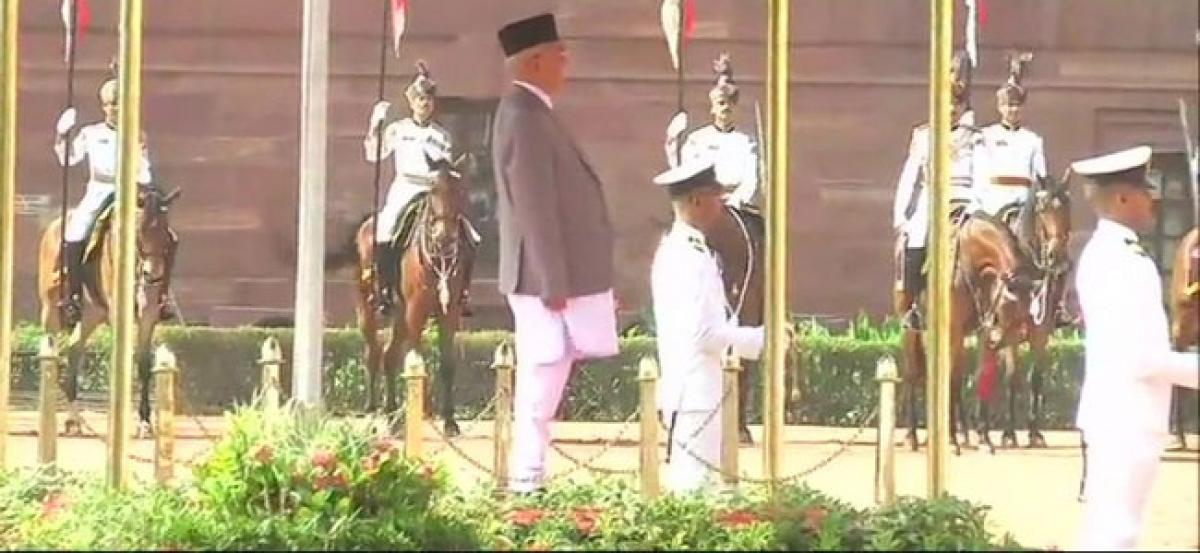 Nepal PM receives ceremonial reception at Rashtrapati Bhawan