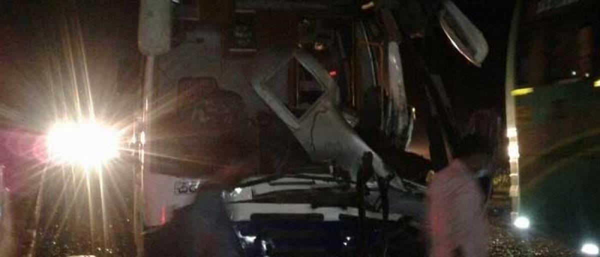 APRTC bus hits lorry, 2 hurt