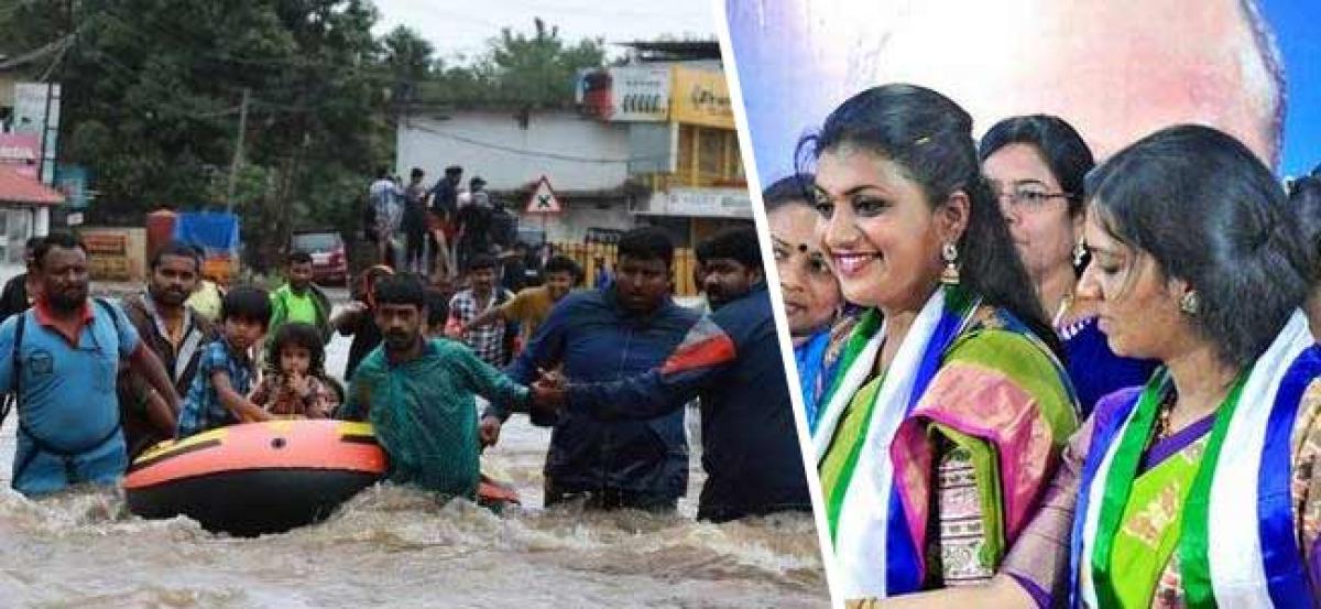 Roja, YSRCP workers collect Rs 10 lakh for flood-hit Kerala