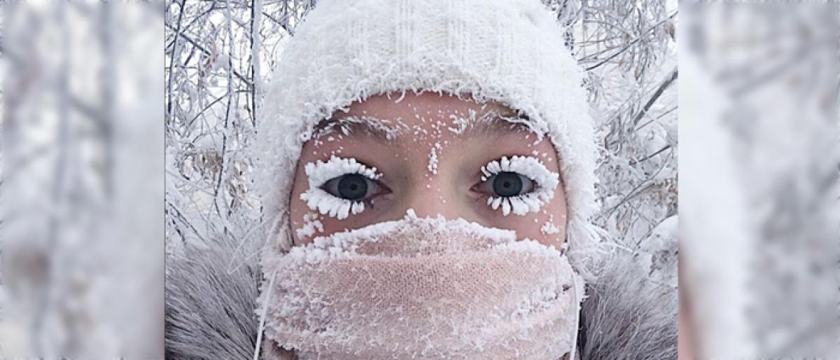 Even eyelashes freeze in Russia