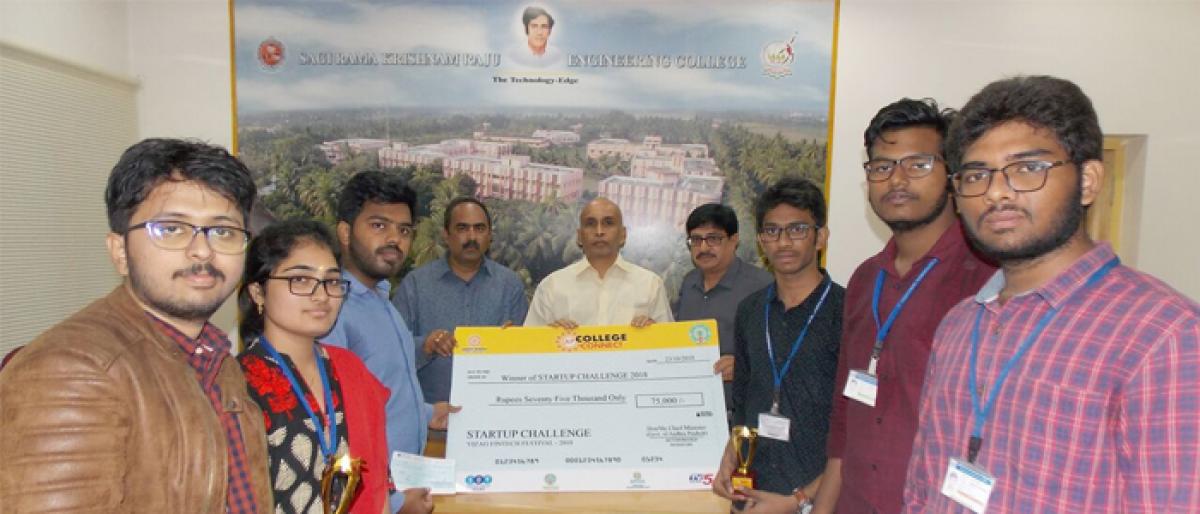 SRKR Engg College teams win first, third prizes in Fintech fest