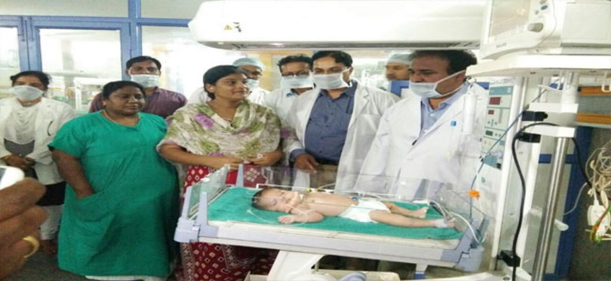 Rare surgery performed on one-day-old baby at Gandhi Hospital