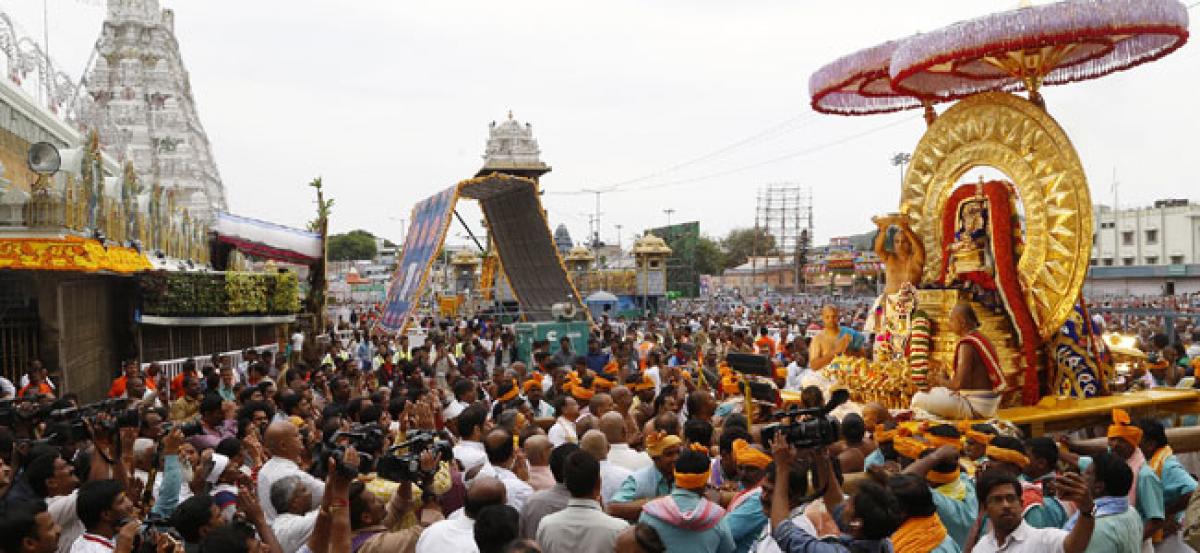 Lord rides on Suryaprabha Vahanam