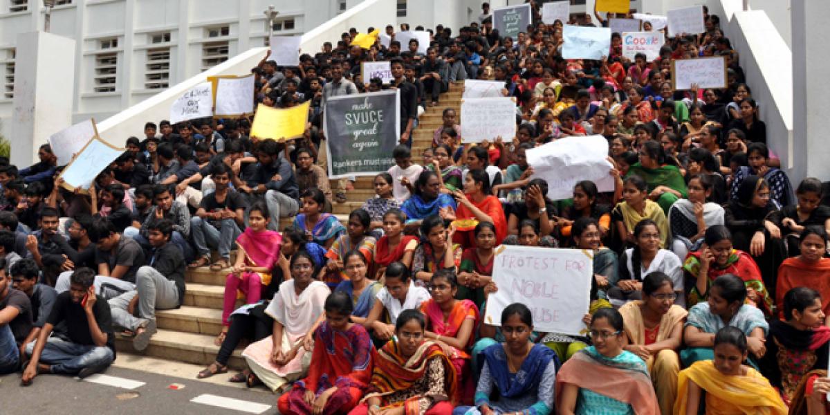 Sri Venkateswara University Engineering students stage stir