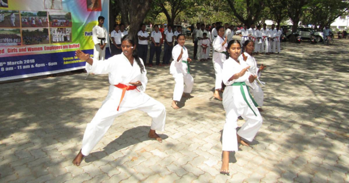 Self-defence techniques demonstrated at Sri Venkateswara University