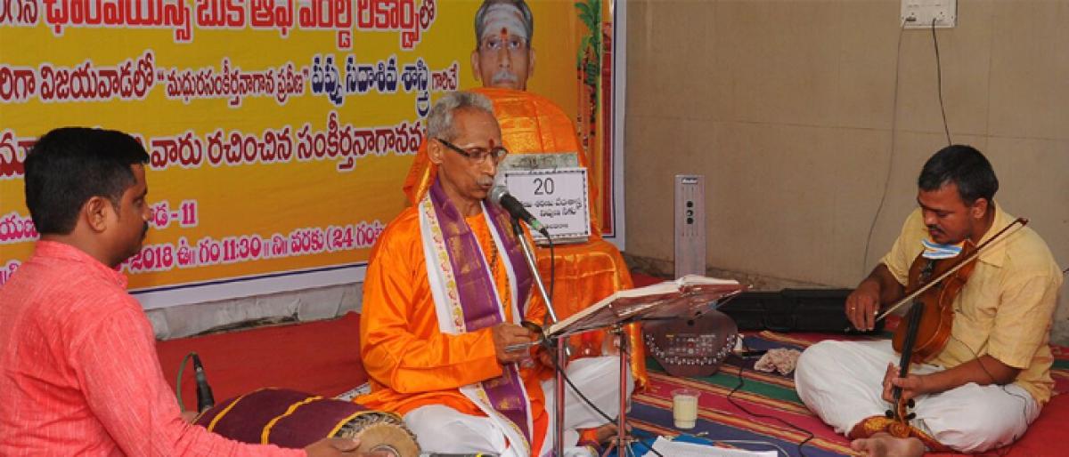 Singer Pappu Sadasiva Sastry attempts record in reciting Annamacharya Keerthans