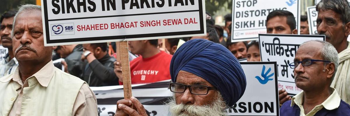 Protests against atrocities on Sikhs in Pak