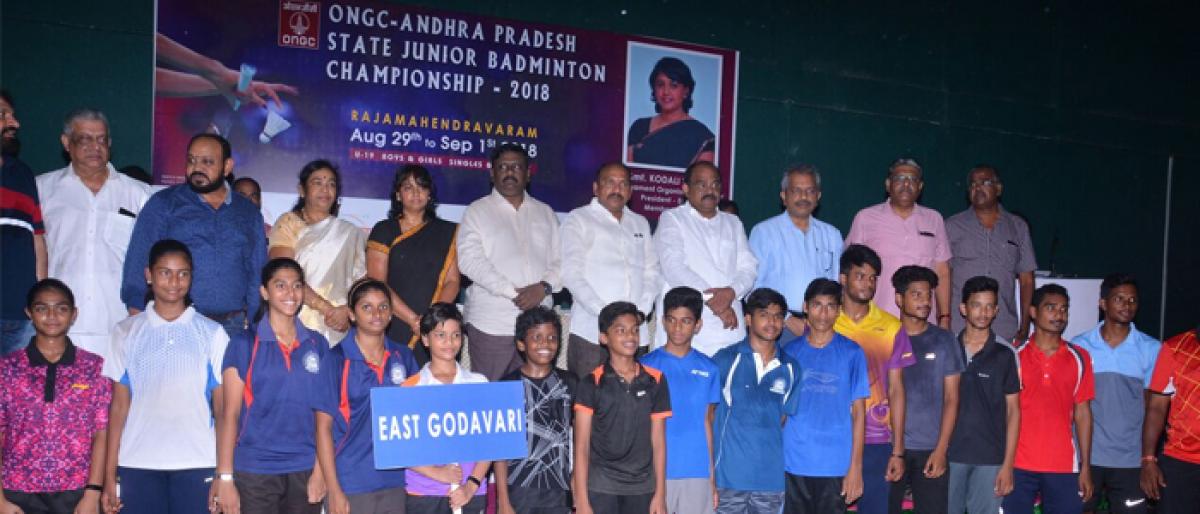 ONGC AP State Junior Badminton Championship 2018 tournament enters 2nd day in Rajamahendnravaram