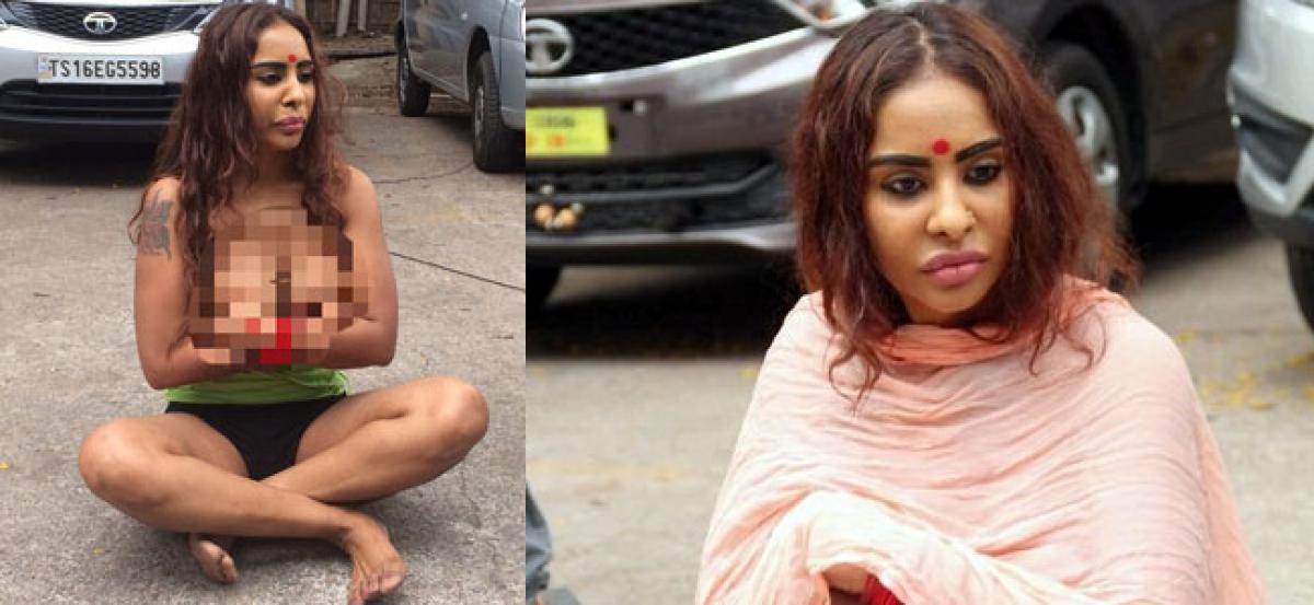 Shocking: Sri Reddy goes topless in front of MAA office