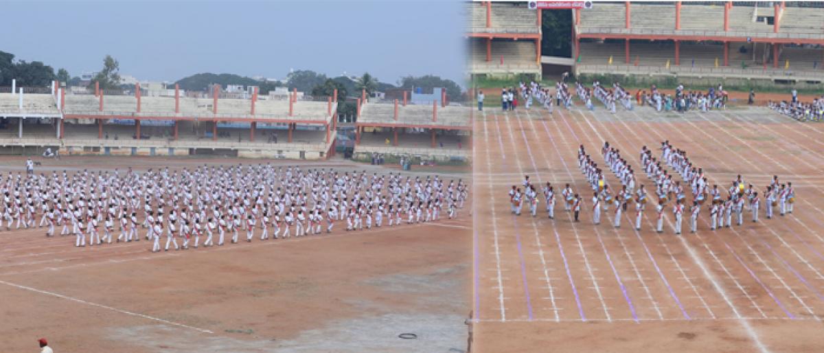 Students march in sync