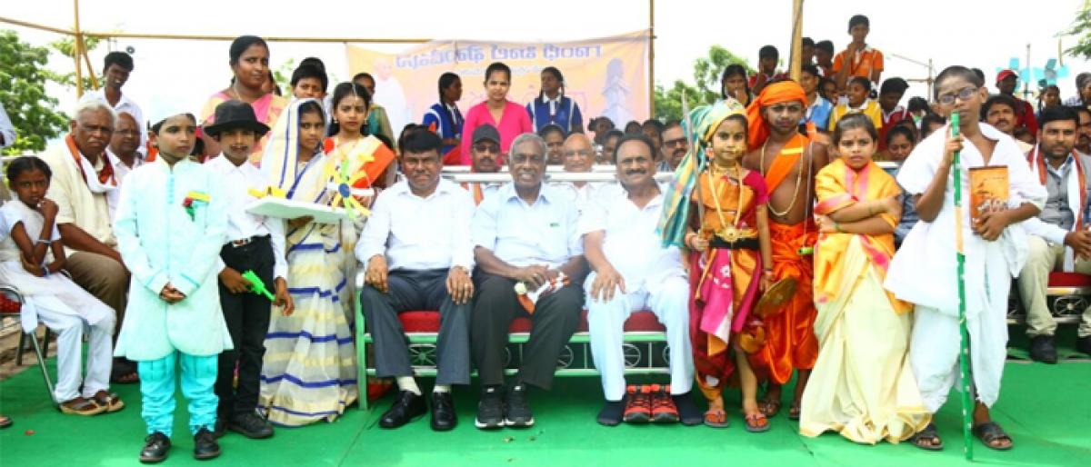 Students take out Sobha Yatra to mark Mahatma Gandhi’s 150th birth anniversary in Vijayawada