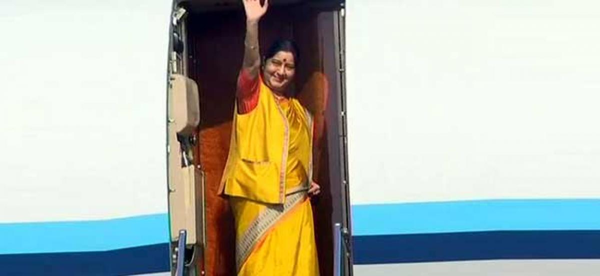 Sushma Swaraj embarks on two-day visit to Moscow