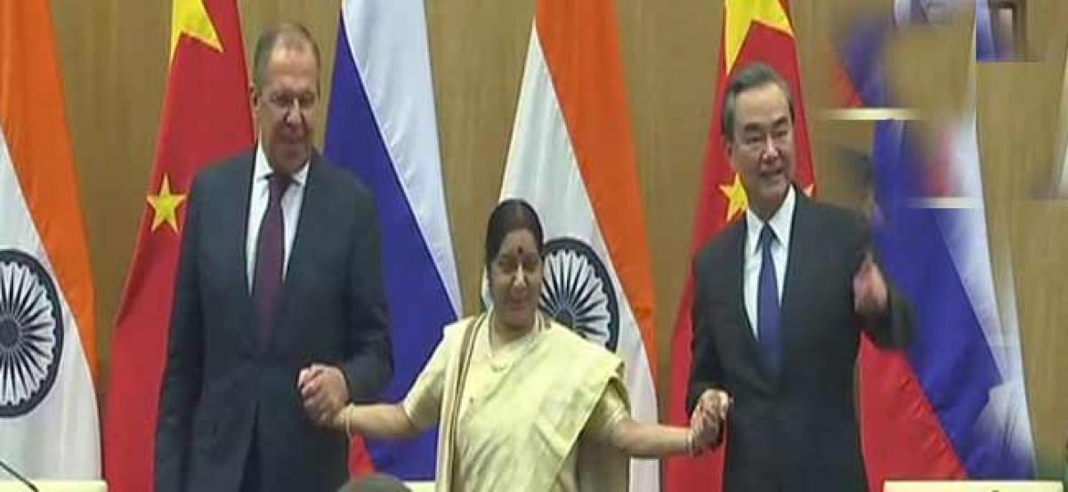 Swaraj holds 15th RIC trilateral meet with Russian, Chinese counterparts