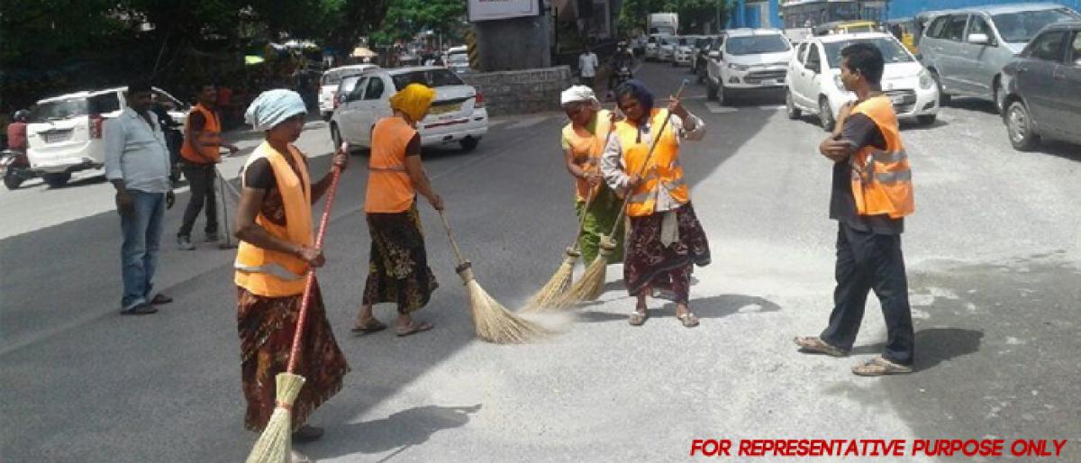 GHMC sanitation personnel risk their health