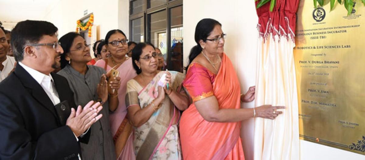 Vice-Chancellor Prof V Durga Bhavani inaugurates Technology Business Incubator labs at SPMVV