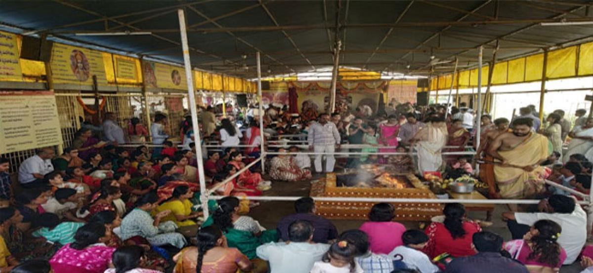 Devotees throng Saraswathi temple