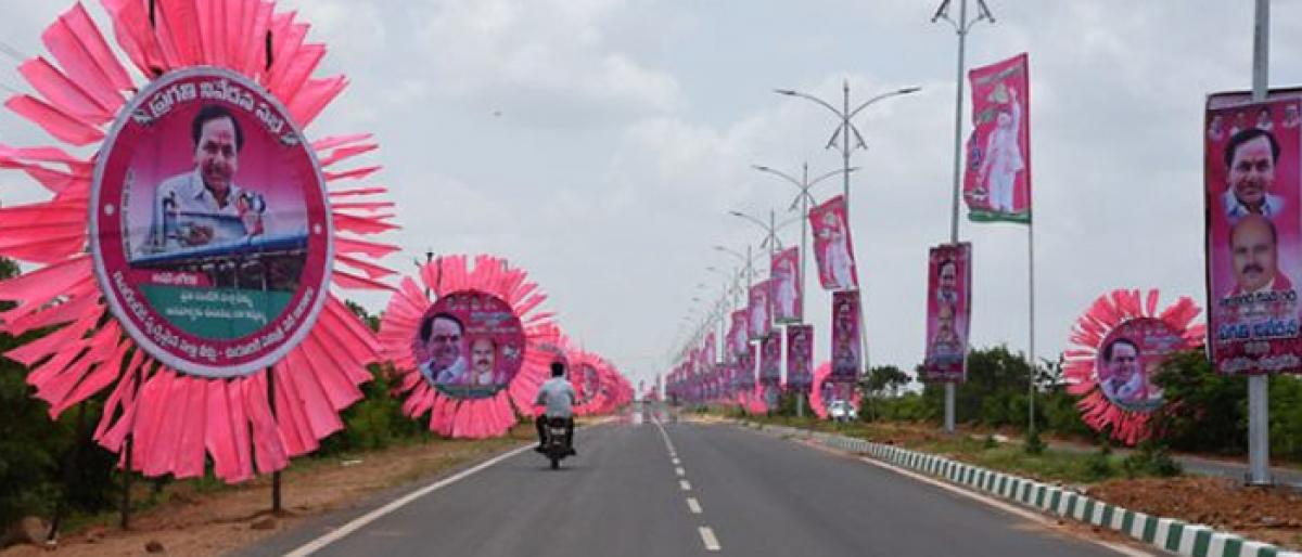 Stage set for Pragati Nivedana Sabha