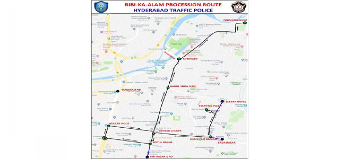 Traffic diversions for Bibi-ka-Alam procession