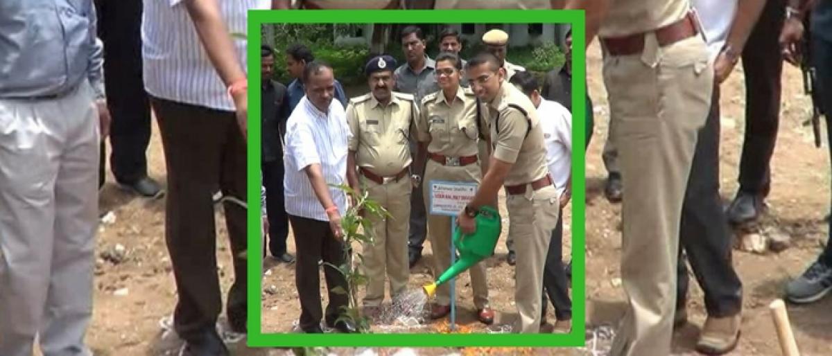 Telangana Police housing chief plants saplings