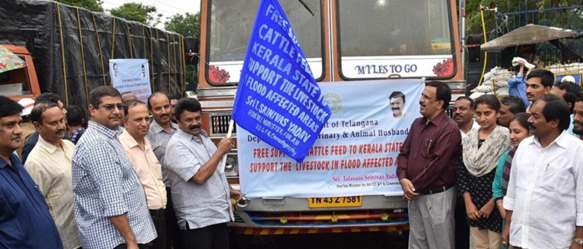 Talasani Srinivas Yadav flags off relief vehicle