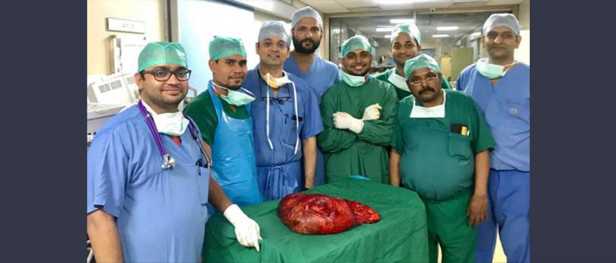 Tumour weighing 10 kg removed from abdomen of farmer