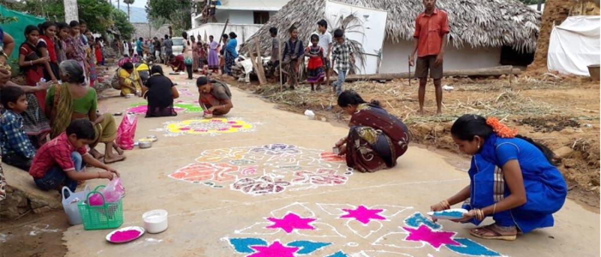 Rangoli competition organised at Marlapadu village in Tuni mandal